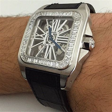 cartier santos skeleton chrono24|cartier santos diamond bezel.